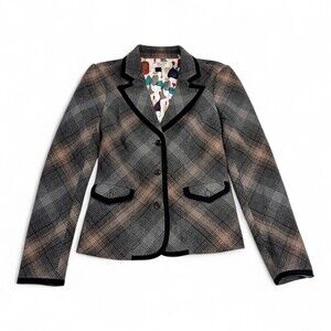 Penguin Women's Plaid Blazer Size 2 Black Trim